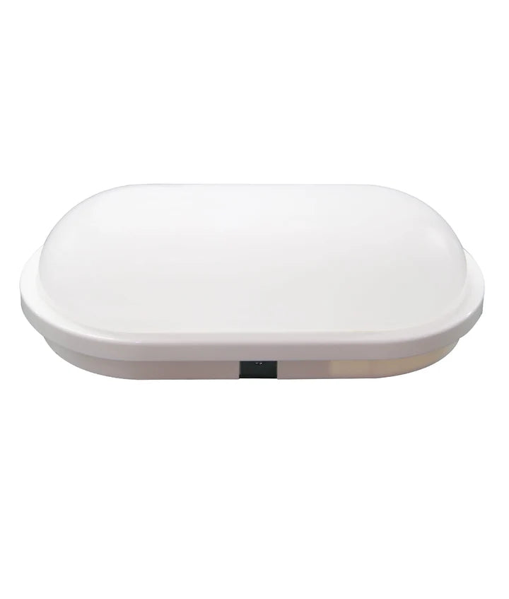 BULK: Oval LED Exterior Bulkhead Lights with Optional Cage IP65 - White