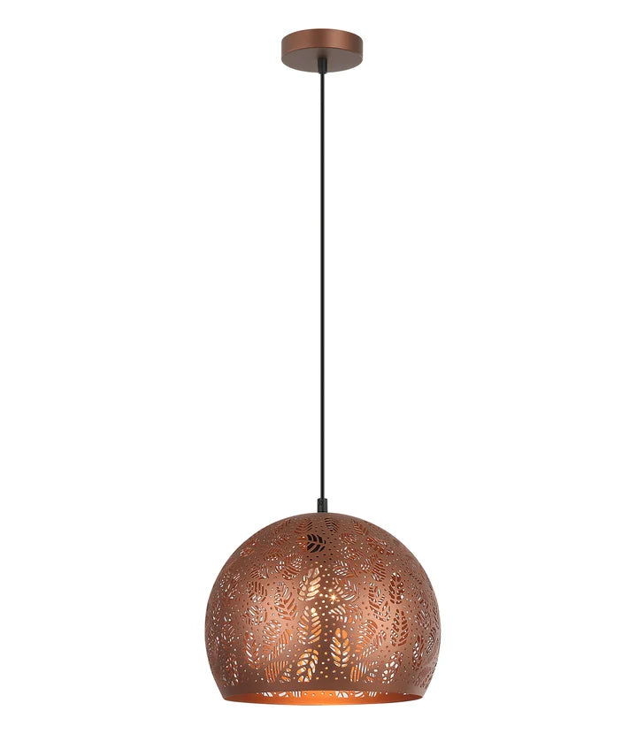 BOTANICA: Bohemian Embossed Dome Shape Pendant Light - Coffee