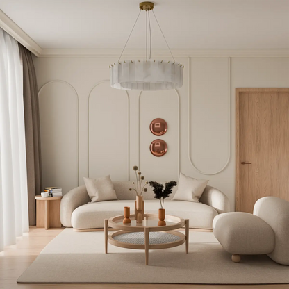 Calibo Mirage 18 Light Alabaster Stone 800mm Round Pendant - Brass