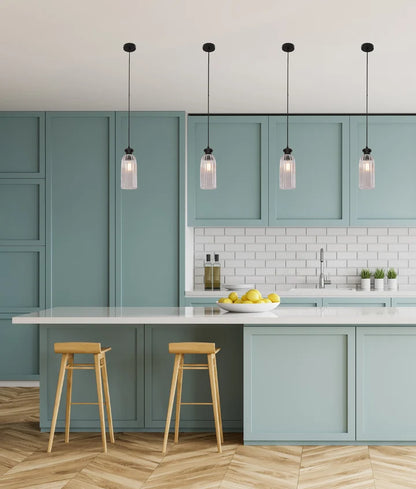 SINO: Interior Ellipse Black Highlight and Clear Glass Shade Pendant Lights