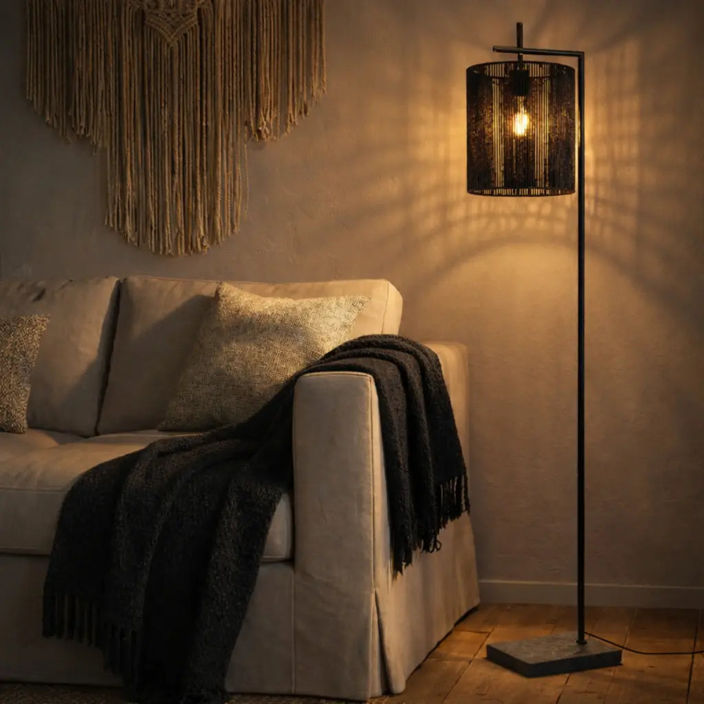 LYNDRA Floor Lamp - Gun Metal/Black