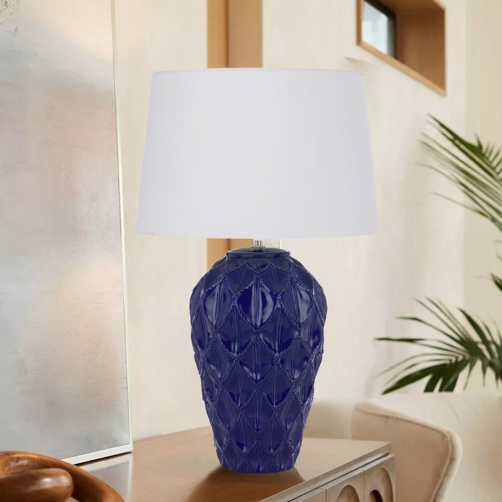 MADRID Ceramic Table Lamp - Blue/White