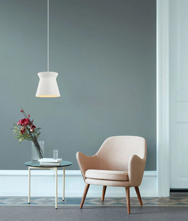 DIABLO: Modern Scandinavian Interior Cone Flat Top Pendant Light - White