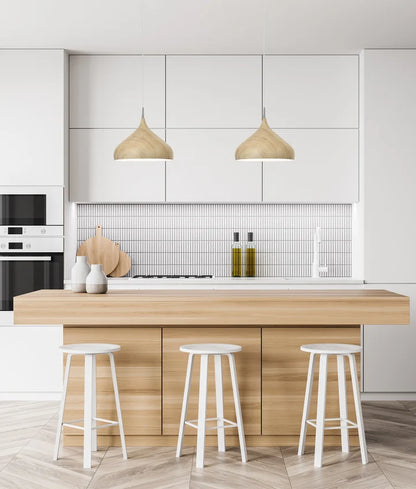 ZARA: Modern Dome Shape Pendant Light - Oak Wood
