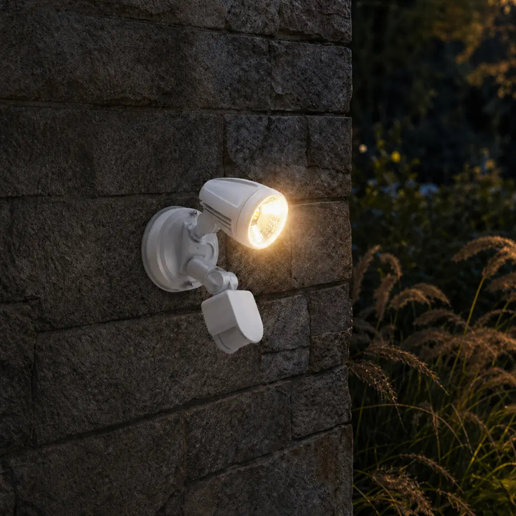 ILLUME Single Exterior LED Spotlight with Sensor - White