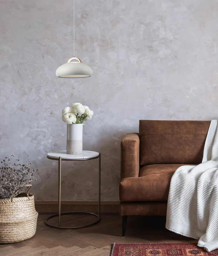 KUPOL: Interior LED Tri-CCT Dome with Brass Highlight Pendant Lights - White