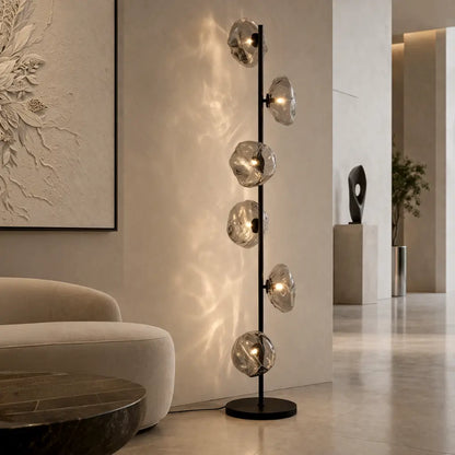 ZECCA 6 Light Floor Lamp - Black/Smoke