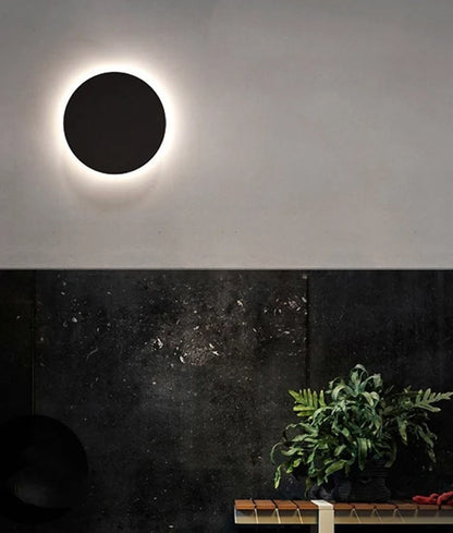 SHADOWTRI: Exterior LED Tri-CCT Round Backlit Wall Lights IP65 & IK08 (Diam: 250mm) - Black