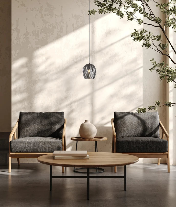 FOSSETTA: Interior Wine Glass Shape Dimpled Pendant Lights - Smokey Black