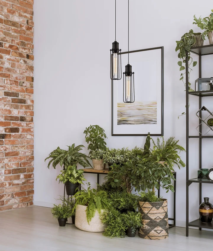 BLACKBAND Industrial Black Tubular Bird Cage Pendant Light