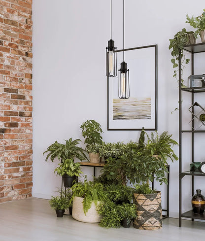 BLACKBAND Industrial Black Tubular Bird Cage Pendant Light