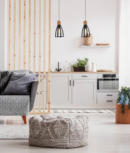 FARO: Wood Convex Cone Pendant Light - Black