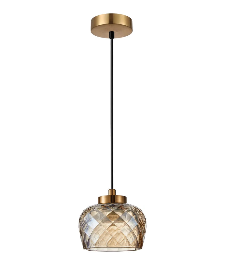 CARAMELLE: Interior LED Tri-CCT Glass Pendant Light - Amber