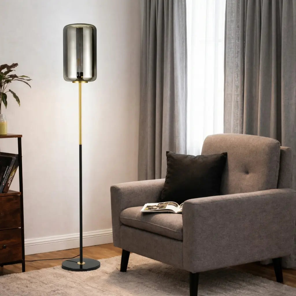 KOROVA Floor Lamp - Brass Matt/Smoke