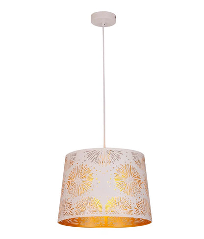 PENSHADE: Interior Slanted with Starburst Pattern Laser Cut Pendant Lights - White