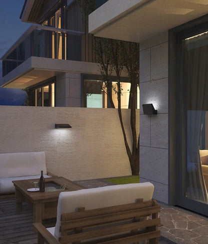 OLA: Exterior LED Wavy Rectangular Surface Mounted Wall Lights IP65 - Dark Grey