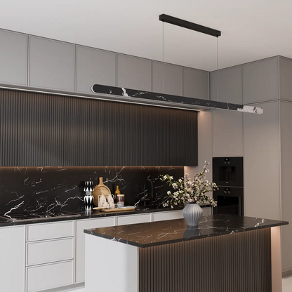 Calibo Lanner 1500mm Crafted Marble LED Linear Pendant - Black
