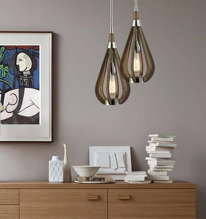 BONITO3: Rustic Large Taupe Tear Drop Pendant Light