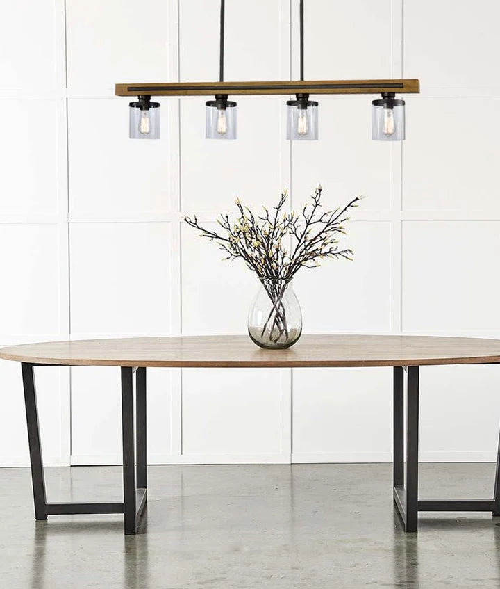 METI: Medieval Rustic Warm Chestnut Wood Bar Pendant Light
