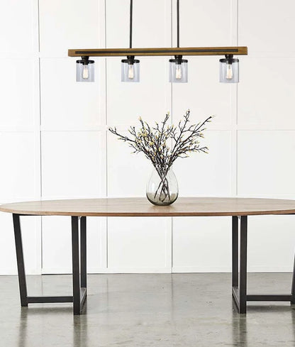 METI: Medieval Rustic Warm Chestnut Wood Bar Pendant Light