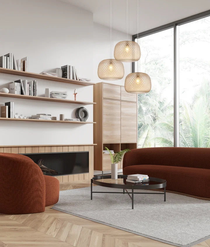 LABU: Interior Dome Glass with Segments Pendant Lights - AMBER