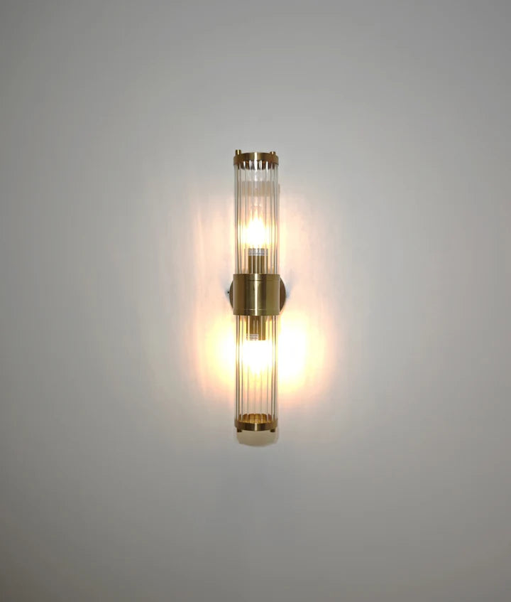 TIEMPO: Interior Up/Down Tubular Clear Glass Wall Light - Chrome