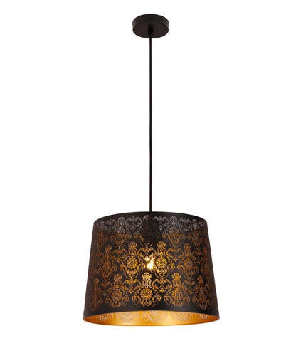 PENSHADE: Interior Slanted with Fleur Pattern Laser Cut Pendant Lights - Black