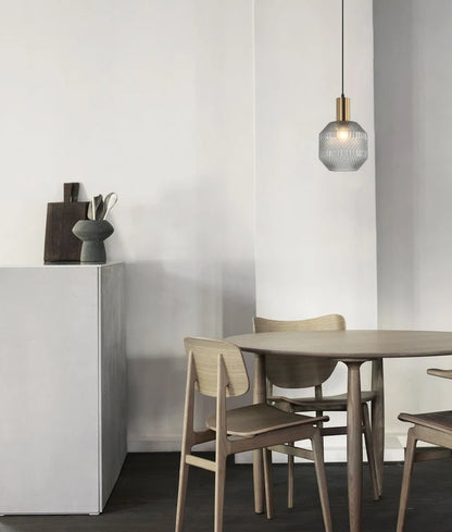 MARACA: Interior Glass Jar With Quadrilateral Segment Pendant Light - Smokey Black