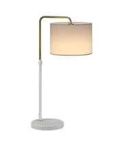 ARRIBA: Drum Shade with Marble Base Height Adjustable Table Lamp - Cork