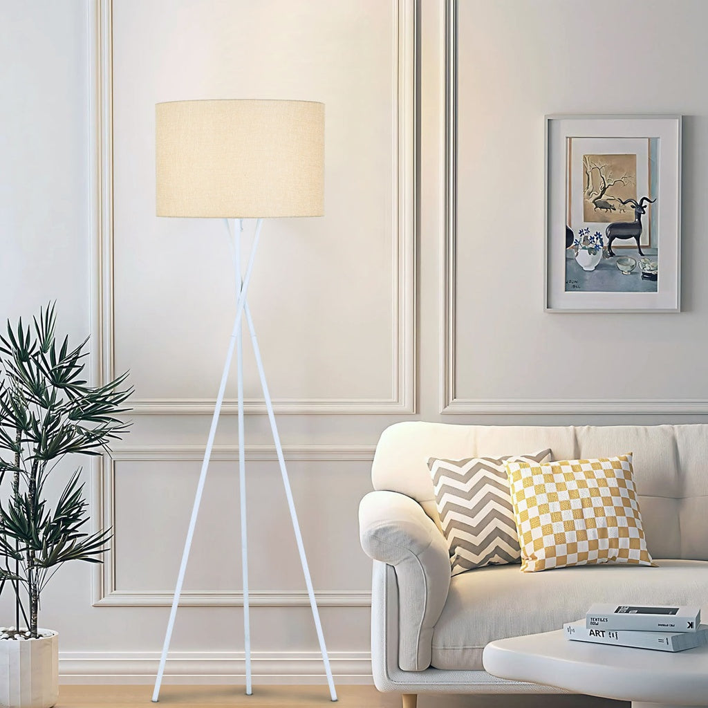 DENISE Floor Lamp - White/Wheat