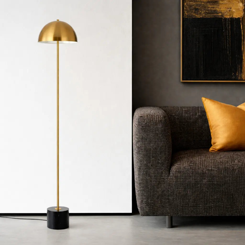 DOMEZ Floor Lamp - Black Marble/Antique Gold