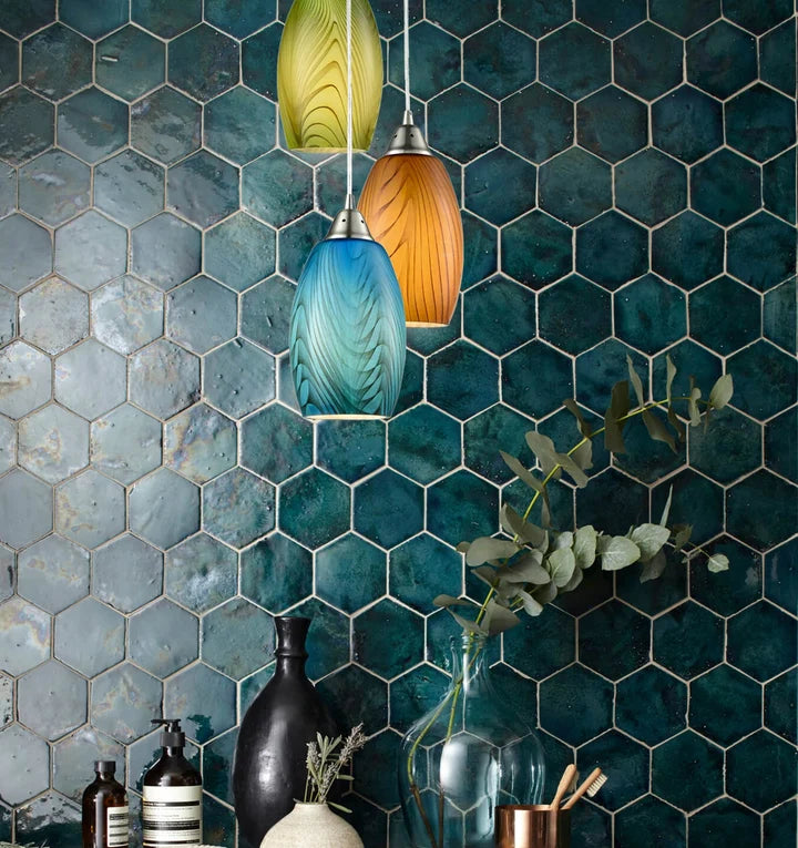 GLAZE: Hand Blown Glass Pendant Lights - Blue