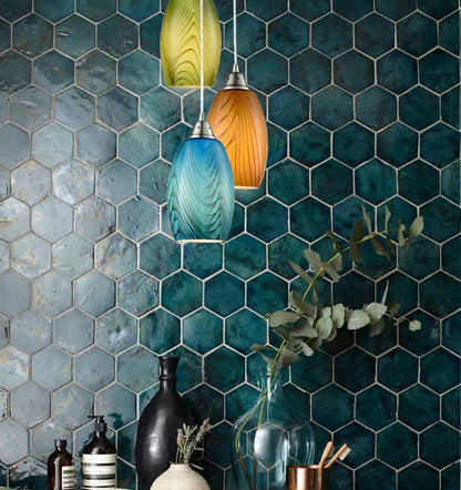 GLAZE: Hand Blown Glass Pendant Lights - Blue