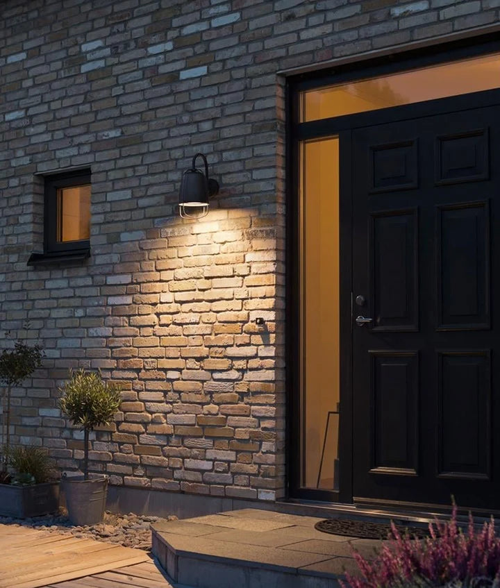 HINK: Exterior Cage Surface Mounted Wall Lights IP44 - Matte Black