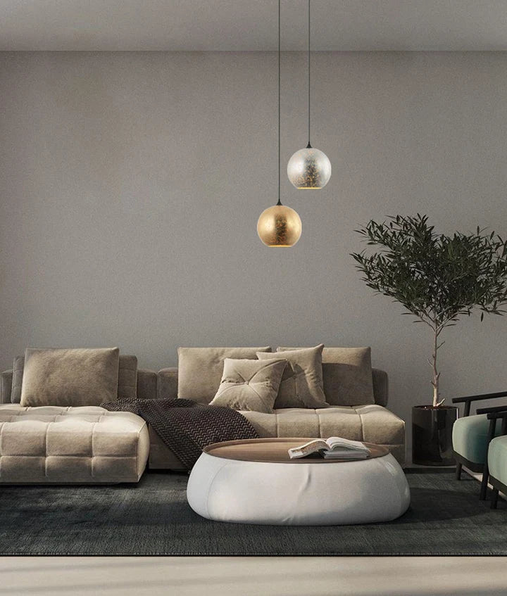 ROCHE: Interior Wine Glass Shape Matte Gold Glass Pendant Light
