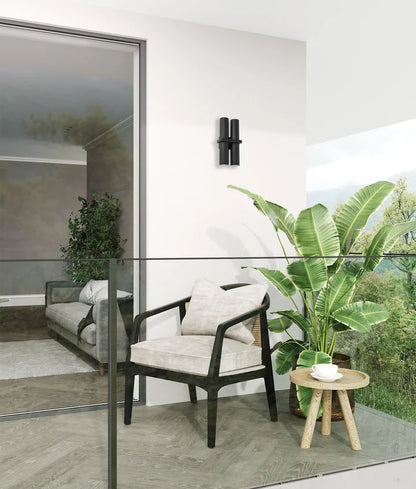 BRILLER: Exterior Black Up/Down Double Pillar Spot Light IP65