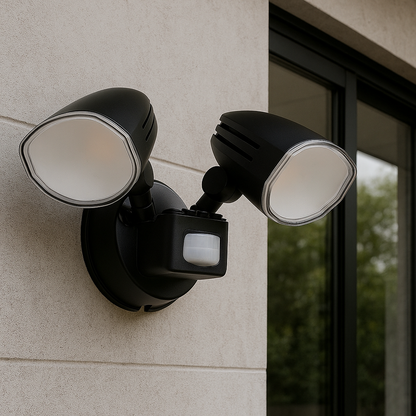 CLARION Twin Exterior LED Spotlight with Sensor - Black