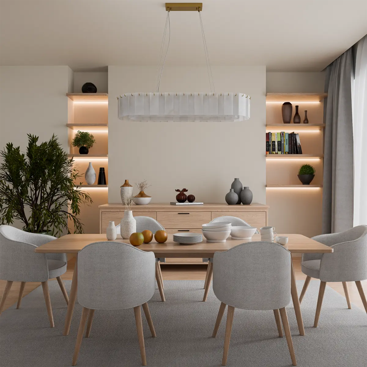 Calibo Mirage 14 Light Alabaster Stone 1000mm Linear Pendant - Brass