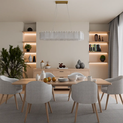 Calibo Mirage 14 Light Alabaster Stone 1000mm Linear Pendant - Brass