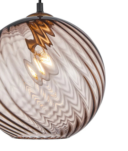 ESPIRAL: Interior Wine Glass COFFEE Shade Wavy Finish Round Pendant Lights