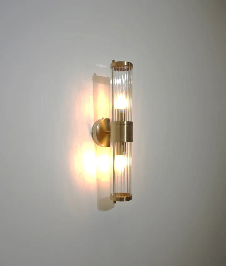 TIEMPO: Interior Up/Down Tubular Clear Glass Wall Light - Chrome