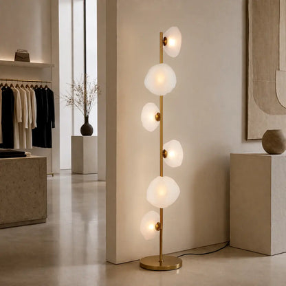 ZECCA 6 Light Floor Lamp - Antique Gold/Frost