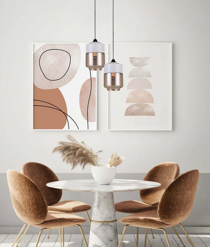 CASA: White With Amber Jar Shape Pendant Light