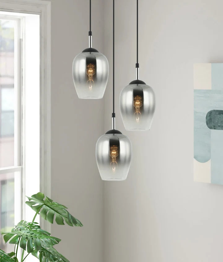 VINUM: Interior Wine Glass Shape Chrome with Fading Effect Glass Pendant Light