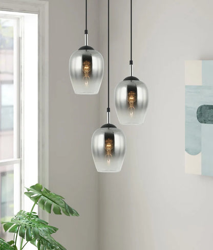 VINUM: Interior Wine Glass Shape Chrome with Fading Effect Glass Pendant Light