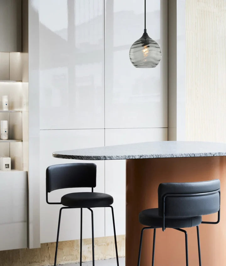 MARBRE: Modern Retro Interior Wine Glass Wavy Glass Pendant Lights - Smokey Black