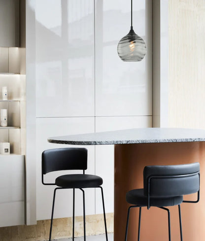 MARBRE: Modern Retro Interior Wine Glass Wavy Glass Pendant Lights - Smokey Black