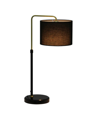 ARRIBA: Drum Shade with Marble Base Height Adjustable Table Lamp - Black