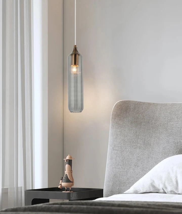 MANGA: Interior Glass Cylinder Pendant Light - Blue