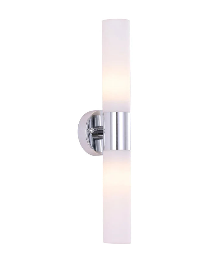 VARA: Interior Tubular Up/Down Opal Glass Wall Light - Chrome